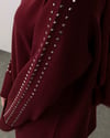 Omuz Taşlı Bordo Triko Tunik