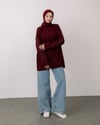 Omuz Taşlı Bordo Triko Tunik