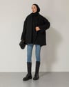 Oversize Atkılı Siyah Kaşe Ceket