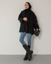 Oversize Atkılı Siyah Kaşe Ceket