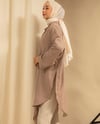 Oversize Bağcık Detaylı Bej Kimono
