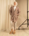Oversize Bağcık Detaylı Bej Kimono