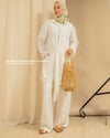 Oversize Bağcık Detaylı Beyaz Kimono