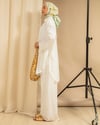 Oversize Bağcık Detaylı Beyaz Kimono