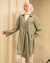 Oversize Bağcık Detaylı Su Yeşili Kimono