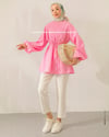 Oversize Balon Kol Pembe Tunik