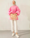 Oversize Balon Kol Pembe Tunik