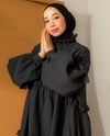 Oversize Balon Kol Siyah Elbise
