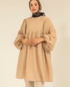 Oversize Bej Gofre Tunik