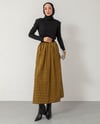 Oversize Beli Lastikli Ekoseli Sarı Etek