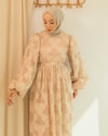 Oversize Beli Tünelli Bej Elbise