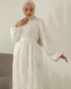 Oversize Beli Tünelli Beyaz Elbise