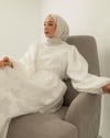 Oversize Beli Tünelli Beyaz Elbise