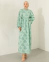 Oversize Beli Tünelli Mint Yeşili Elbise