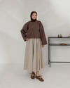 Oversize Bisiklet Yaka Kahve Kaşe Bluz