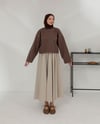 Oversize Bisiklet Yaka Kahve Kaşe Bluz