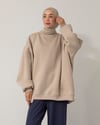Oversize Bisiklet Yaka Krem Sweat