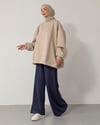 Oversize Bisiklet Yaka Krem Sweat