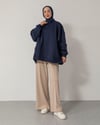 Oversize Bisiklet Yaka Lacivert Sweat
