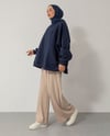 Oversize Bisiklet Yaka Lacivert Sweat