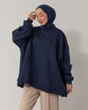 Oversize Bisiklet Yaka Lacivert Sweat