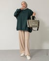 Oversize Bisiklet Yaka Zümrüt Yeşili Sweat