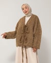 Oversize Çift Bağcıklı Açık Kahve Ceket