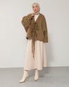 Oversize Çift Bağcıklı Açık Kahve Ceket