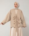 Oversize Çift Bağcıklı Bej Ceket