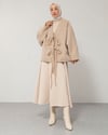 Oversize Çift Bağcıklı Bej Ceket