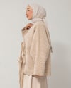 Oversize Çift Bağcıklı Bej Ceket