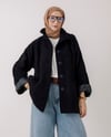 Oversize Düğmeli Siyah Ceket