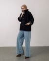 Oversize Düğmeli Siyah Ceket