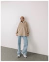 Oversize Fermuarlı Bej Kaşe Ceket