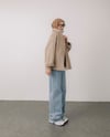 Oversize Fermuarlı Bej Kaşe Ceket