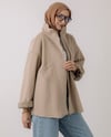 Oversize Fermuarlı Bej Kaşe Ceket