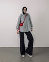 Oversize Fermuarlı Gri Kaşe Ceket