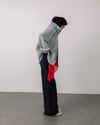 Oversize Fermuarlı Gri Kaşe Ceket