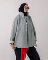 Oversize Fermuarlı Gri Kaşe Ceket