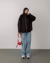 Oversize Fermuarlı Kahve Kaşe Ceket