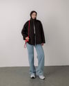Oversize Fermuarlı Kahve Kaşe Ceket