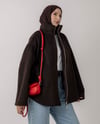 Oversize Fermuarlı Kahve Kaşe Ceket