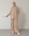 Oversize Fermuarlı Kapşonlu Krem Sweat