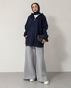 Oversize Fermuarlı Kapşonlu Lacivert Sweat