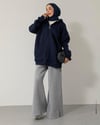 Oversize Fermuarlı Kapşonlu Lacivert Sweat
