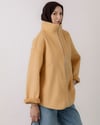 Oversize Fermuarlı Sarı Kaşe Ceket