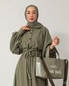 Oversize Fitilli Belden Bağcıklı Mint Yeşili Elbise