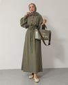 Oversize Fitilli Belden Bağcıklı Mint Yeşili Elbise