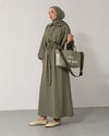 Oversize Fitilli Belden Bağcıklı Mint Yeşili Elbise