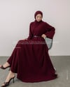 Oversize Fitilli Kemerli Bordo Elbise